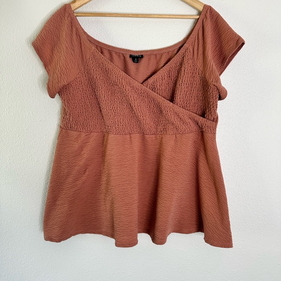 Torrid Textured Knit Off Shoulder Babydoll Top Ash Rose Womens Size 3X - Picture 4 of 8